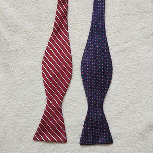 Black Brown Bow Tie Blue Red White Striped Floral 100% Silk Adjustable Preppy